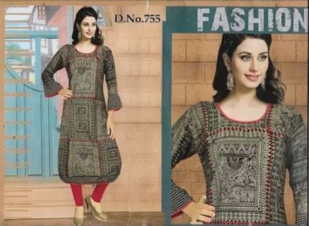 Fancy Black with Red Border Kurti